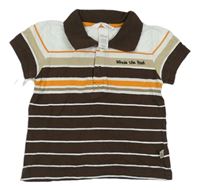 Hnědo-bílo-oranžové pruhované polo tričko Disney