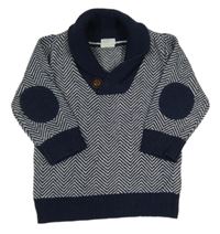 Tmavomodro-šedý vzorovaný svetr H&M