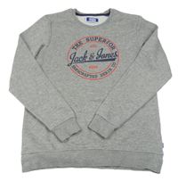 Šedá melírovaná mikina s logem JACK&JONES