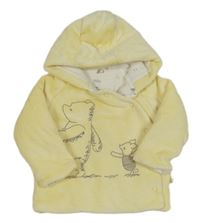 Žlutá pruhovaná sametová zateplená propínací mikina s Púem a kapucí M&S