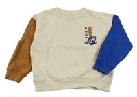 Smetanovo-modro-hnědá mikina s potiskem H&M