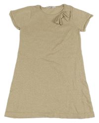 Zlaté pletené šaty s mašlí H&M