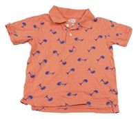Oranžové polo tričko s palmami 