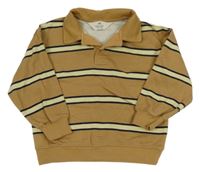 Hnědo-béžová pruhovaná lehká mikina s límečkem H&M