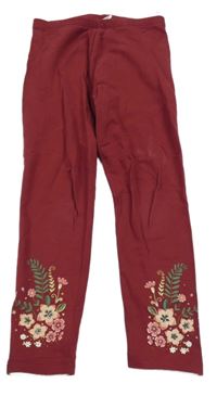 Vínové legíny s květinami C&A