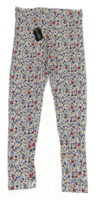 Nové - Bílo-barevné květované legíny dunnes