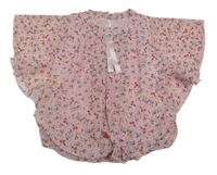 Světlerůžová květovaná šifonová halenka 