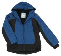 Tmavomodro-černá šusťáková lehce zateplená bunda s kapucí M&S