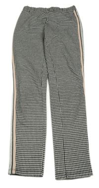 Černo-šedé vzorované úpletové tregíny s pruhy 