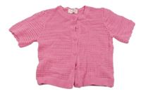 Růžový háčkovaný propínací svetr H&M