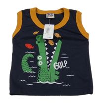 Nové - tmavomodré tílko s krokodýlem 