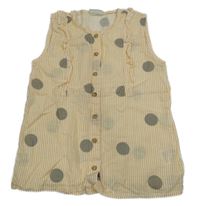 Bílo-žlutá pruhovaná lehká puntíkatá halenka 