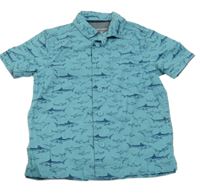 Modrá vzorovaná košile se žraloky John Lewis