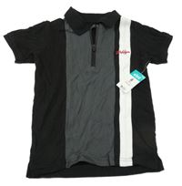 Nové - Černo-šedo-bílé polo tričko s nápisem Matalan