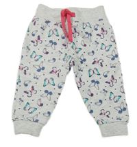 Šedé melírované tepláky s motýlky Ergee