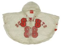 Průhledné pláštěnkové pončo s nápisem a kapucí