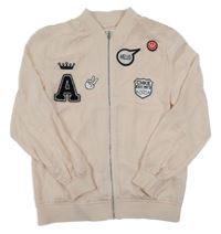 Světlerůžová lehká bunda s nášivkami H&M