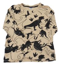 Béžovo-černé triko s dinosaury Pep&Co