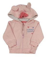 Růžová propínací mikina s Minnie a kapucí Primark