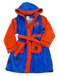 Tmavomodro-červený sametový župan s kapucí - Spiderman Disney