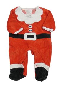 Červeno-bílo-černý sametový overal - Santa 