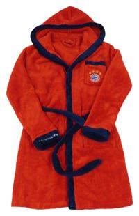 Červeno-tmavomodrý plyšový fotbalový župan s kapucí - FC BAYERN