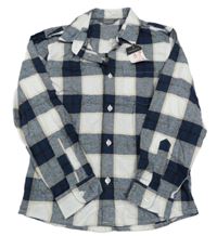 Nové - Tmavomodro-bílo-béžová kostkovaná flanelová košile Primark