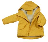 Hořčicová voděodolná zateplená bunda s kapucí 