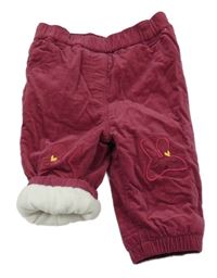 Vínové zateplené manšestráky s králíčky Orchestra 