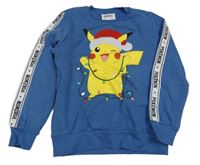 Modrá mikina s Pikachu a nápisy