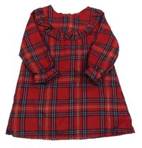 Červeno-tmavomodré kostkované šaty s volánkem Primark