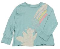 Světlemodré pyžamové triko s lamou a duhou C&A