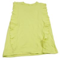 Neonově žlutý žebrovaný top s volánky Matalan