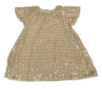 Béžovo-zlaté třpytivé šaty Next