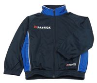 Tmavomodro-modrá propínací sportovní mikina s nápisem 