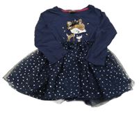 Tmavomodré šaty s laní a tylovou sukní Kiki&Koko