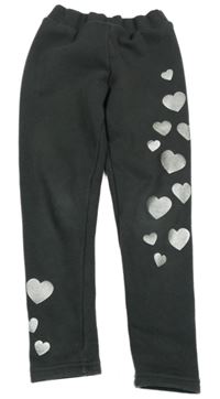 Antracitové zateplené legíny se srdíčky 