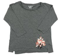 Tmavošedé triko s květy Pepperts