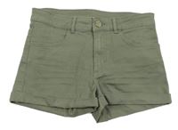 Khaki riflové kraťasy H&M