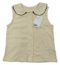 Nové - Smetanovo-černý propínací top s límečkem H&M