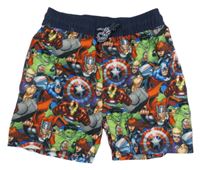 Tmavomodro-barevné plážové kraťasy se superhrdiny Marvel