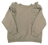 Hnědá mikina s volánky s madeirou H&M