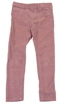 Růžové elastické manšestráky se srdíčky Denim Co.