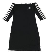 Černo-bílé elastické šaty s pruhy a logem Adidas