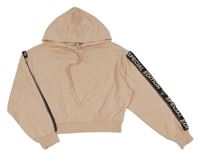 Světlerůžovo-černá crop mikina s nápisy a kapucí Tally Weijl