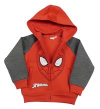 Červeno-šedá propínací thermo mikina se Spidermanem a kapucí Marvel