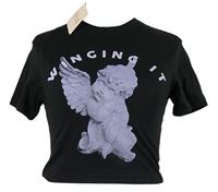 Dámské černé crop tričko s andílkem Missguided 