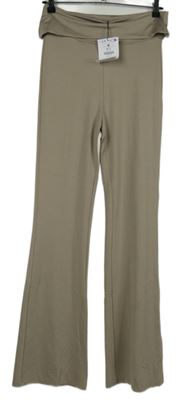 Nové - Dámské béžové zvonové teplákové kalhoty Bershka 