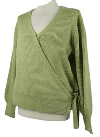 Dámský světlezelený zavinovací svetr M&S