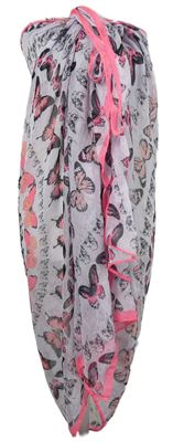 Dámské lila-růžové pareo s motýlky